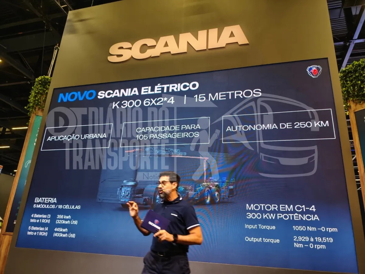 Scania lança ônibus elétrico K 300 de 15 metros para até 105 passageiros e autonomia de 250 km
