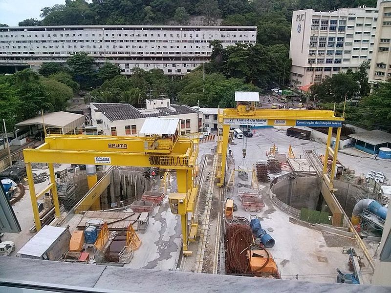 Obra da estação de metrô da Gávea tem detonação de rocha
