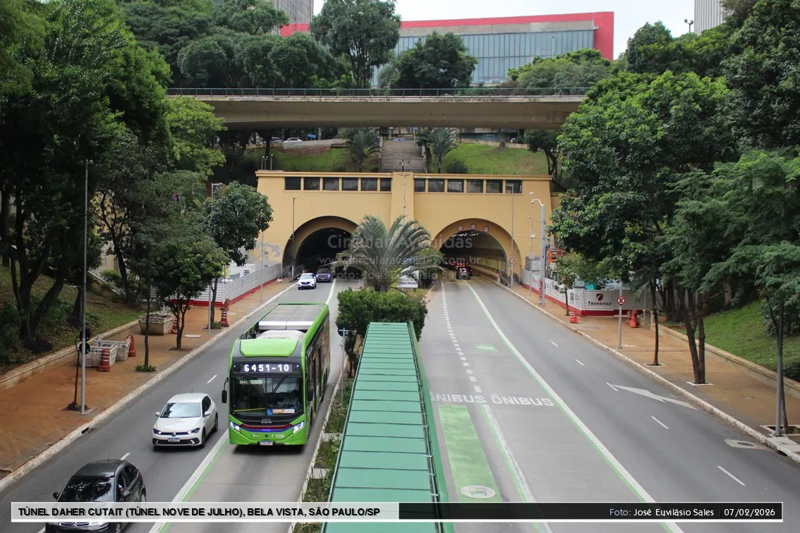 Obras no Túnel Nove de Julho alteram itinerários durante a noite