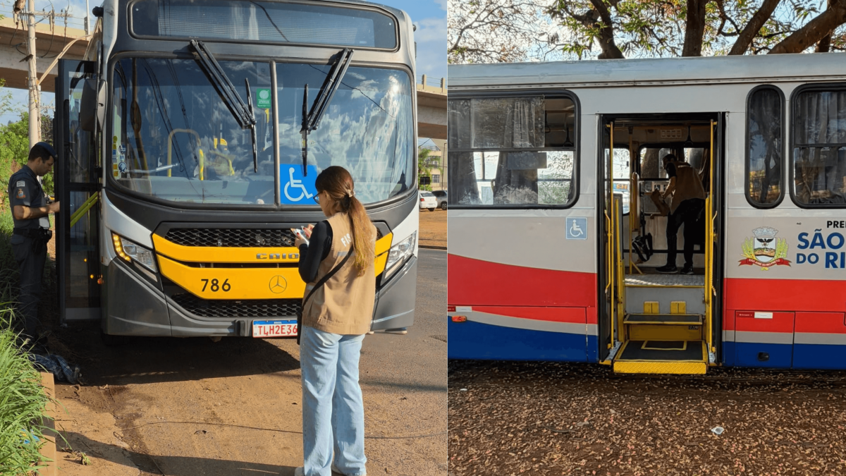 Fiscalização retira quatro ônibus de circulação em São José do Rio Preto (SP) e identifica problemas em cintos de segurança, equipamentos e vazamento de ar